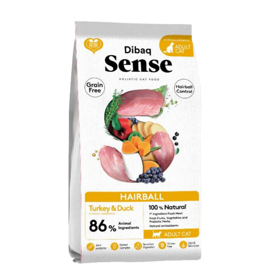 Dibaq Sense Grain Free Hairball - Pienso de pavo y pato para gatos